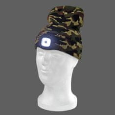 KesTek Pletená čiapka s LED svetlom, camouflage