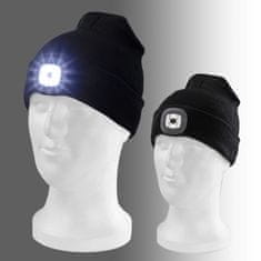 KesTek Pletená čiapka s dvojitým LED svetlom, čierna