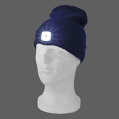 KesTek Pletená čiapka s LED svetlom, modrá