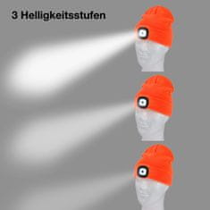 KesTek Pletená čiapka s LED svetlom, neónovo oranžová