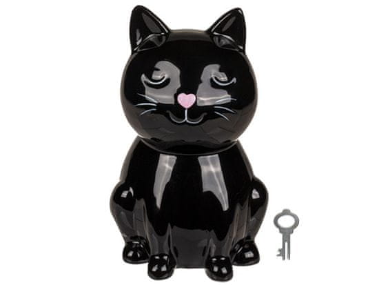 OOTB Čierna keramická pokladnička mačka