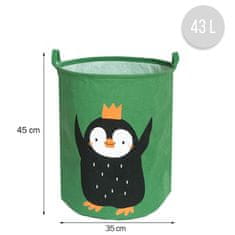 Tulimi Kôš na hračky, bavlna, Penguin - zelený, 43 L