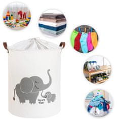 Tulimi Kôš na hračky, uzatvárateľný, bavlna - Elephant - biely, 43 L