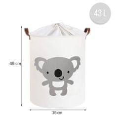 Tulimi Kôš na hračky, uzatvárateľný, bavlna - Koala- biely, 43 L