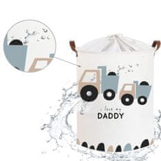 Tulimi Kôš na hračky, uzatvárateľný, bavlna - Trucks Love Daddy - biely, 43 L