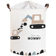 Tulimi Kôš na hračky, uzatvárateľný, bavlna - Trucks Love Mommy - biely, 43 L