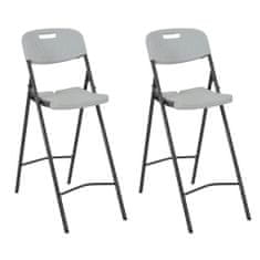 Vidaxl Skladacie barové stoličky 2 ks, HDPE a oceľ, biele