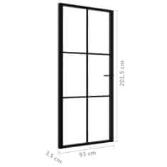 Vidaxl Interiérové dvere, ESG sklo a hliník 93x201,5 cm, čierne