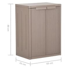 Vidaxl Záhradná úložná skrinka, hnedá 65x45x88 cm, PP, drevený vzhľad