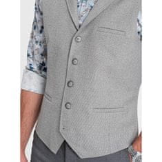 OMBRE Pánska obleková vesta s golierom V1 OM-BLZV-0109 svetlosivá MDN124325 M