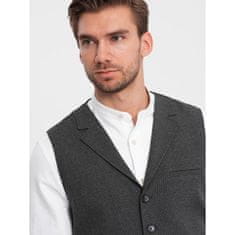 OMBRE Pánska obleková vesta s golierom V2 OM-BLZV-0109 grafitová MDN124326 M