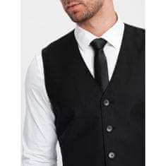 OMBRE Pánska obleková vesta bez klopí V4 OM-BLZV-0112 čierna MDN124333 XL