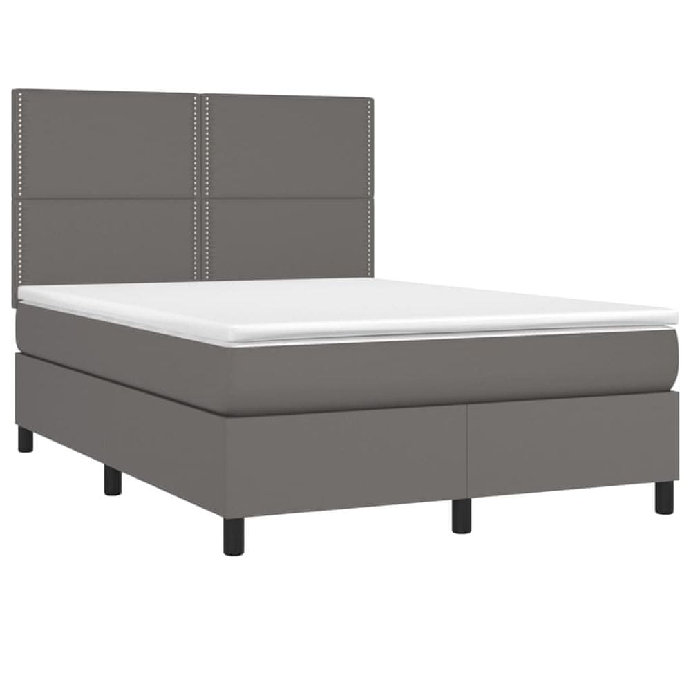 Vidaxl Boxspring posteľ s matracom sivá 140x190 cm umelá koža
