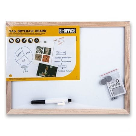 Bi-Office Magnetická tabuľa s dreveným rámom 40 x 30 cm