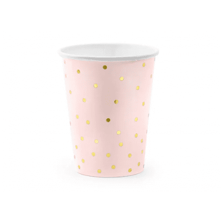 PartyDeco Papierové poháre ružové Bodky 260ml, 6ks