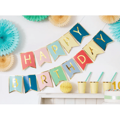PartyDeco Banner Happy Birthday, mix 15x175cm