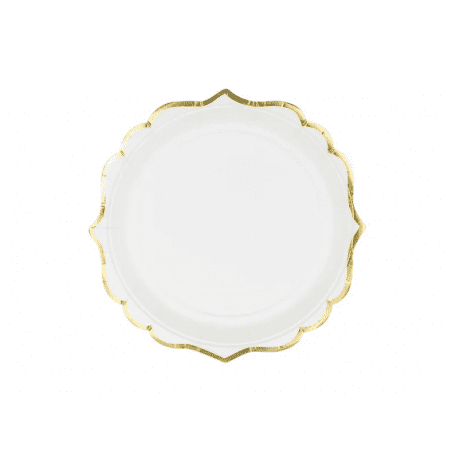 PartyDeco Papierové taniere bielo-zlaté 18,5cm, 6ks