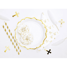 PartyDeco Papierové taniere bielo-zlaté 18,5cm, 6ks