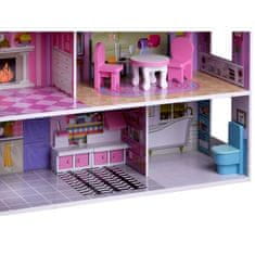 JOKOMISIADA Drevený domček pre bábiky s nábytkom + LED svetlo