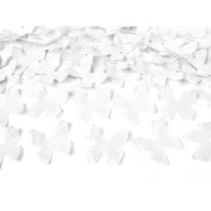 PartyDeco Konfety v tube – biele motýle, 60 cm