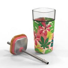 QUOKKA LIQUID-CUBE: PINK JUNGLE- Sklenený pohár so silikónovým povrchom