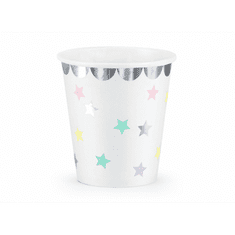 PartyDeco Papierové poháre Hviezdy farebné 180ml, 6ks