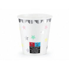 PartyDeco Papierové poháre Hviezdy farebné 180ml, 6ks