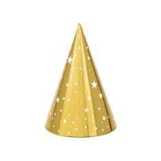 PartyDeco Party klobúčik 6v1 Hviezdy biely, 16 cm