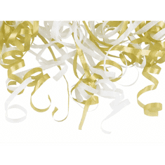 PartyDeco Konfety so serpentínami, bielo-zlaté 25cm