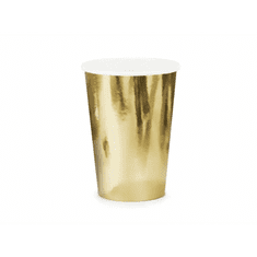 PartyDeco Papierové poháre Zlaté 220ml, 6ks