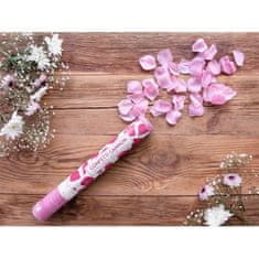 PartyDeco Konfety v tube – lupene ruží, ružové 40cm