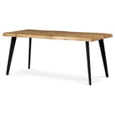 Autronic Jedálenský stôl, 180x90x75 cm, MDF doska, 3D dekor divoký dub, kov, čierny lak HT-880B OAK