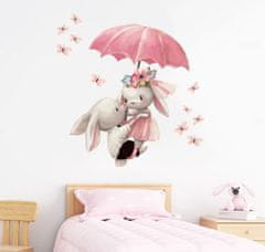Tulimi Nálepky, dekorácie na stenu - Zajačikovia s dáždnikom