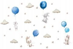 Tulimi Dekorácia na stenu - Zajac s balónikmi XXL, modrá