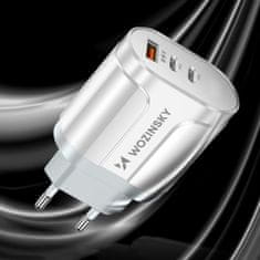 MG Network Charger sieťová nabíjačka USB / 2x USB-C 60W QC, biela
