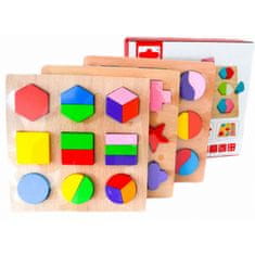 KOMFORTHOME Tri Montessori drevené figúrky puzzle 48 dielikov