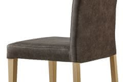 Autronic jedálenská stolička,hnedá látka dekor brúsená koža, podnož kov, 3Ddekor divoký dub WE-9092 BR3