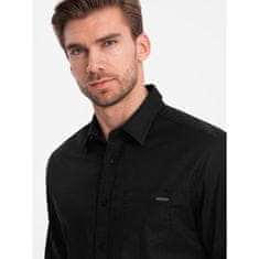 OMBRE Pánska bavlnená košeľa s vreckom REGULAR FIT V1 OM-SHCS-0147 čierna MDN124362 M