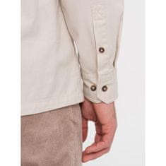 OMBRE Pánska bavlnená košeľa REGULAR FIT s vreckami na gombíky V1 OM-SHCS-0146 krémová MDN124365 M