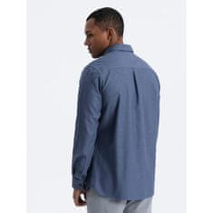 OMBRE Pánska bavlnená košeľa s vreckom REGULAR FIT V3 OM-SHCS-0147 modrá MDN124364 M