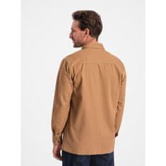 OMBRE Pánska bavlnená košeľa REGULAR FIT s vreckami na gombíky V2 OM-SHCS-0146 hnedá MDN124366 XL