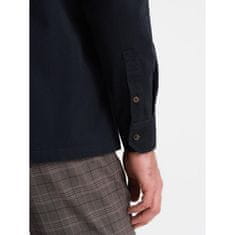 OMBRE Pánska bavlnená košeľa REGULAR FIT s vreckami na gombíky V3 OM-SHCS-0146 tmavomodrá MDN124367 XL