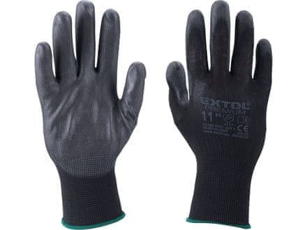 Extol Premium Rukavice (8856638) rukavice z polyesteru polomáčené v PU, černé, 11&quot;