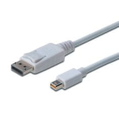 Digitus DisplayPort kabel MiniDisplayPort / DisplayPort, 2m - bílý (AK340102020W)