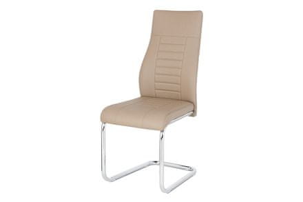 Autronic Moderná jedálenská stolička Jídelní židle, koženka cappuccino / chrom (HC-955 CAP)