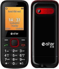 eStar Mobilní telefon X18 Dual Sim - černý/ červený