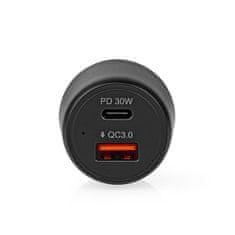 Nedis Adaptér do auta 1×USB, 1×USB-C, 48W - černý