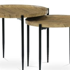Autronic Konferenční stoly Set 2ks konferenčních stolů, MDF dekor divoký dub, černé kovové nohy (AF-601 OAK)