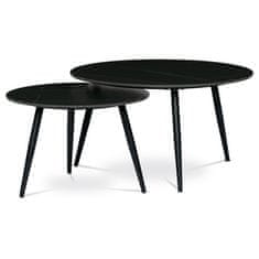 Autronic Konferenční stůl Sada 2 konferenčních stolů o80cm a o60cm, černá keramická deska, černé kovové nohy (AHG-403 BK)
