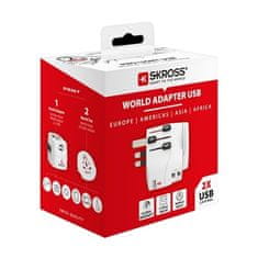Skross Cestovní adaptér PRO Light USB World, UK+USA+Austrálie/ Čína, 2x USB-A, vč. adaptéru